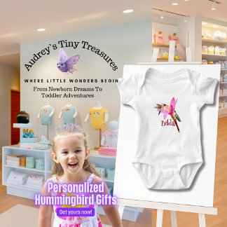 Personalisierter Hummingbird Baby Bodysuit Baby Strampler