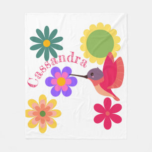 Personalisierter Hummingvogel und Blume Fleecedecke
