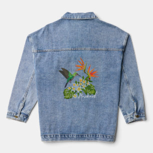 Personalisierter Hummingvogel und Blume Jeansjacke