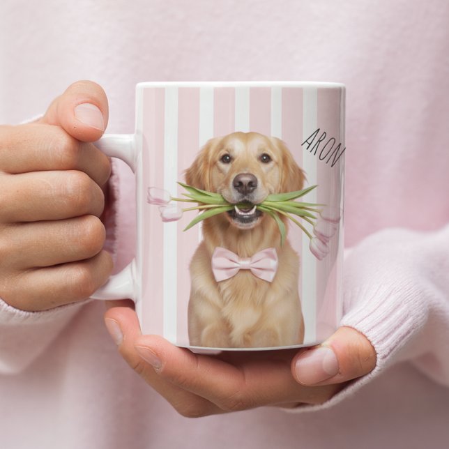 Personalisierter Hund-Foto-Becher mit Blumen  Kaffeetasse (Von Creator hochgeladen)
