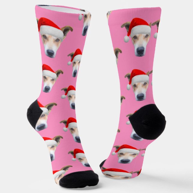 Personalisierter Hund Foto Pet Pink Socken (Gewinkelt)