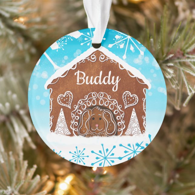Personalisierter Hund Gingerbrot Hundehaus Ornament (Baum)