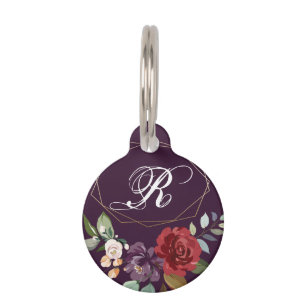 Personalisierter Hund-ID-Tag Plum Lila Rose Gold G Haustiermarke