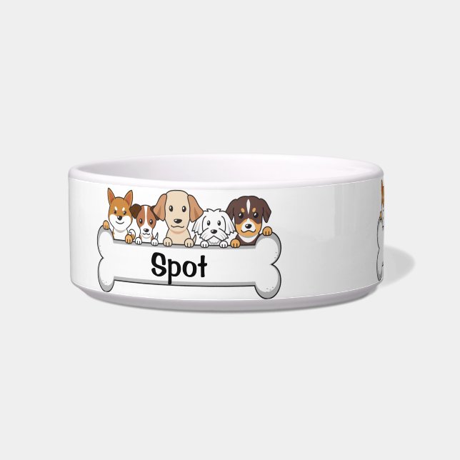 Personalisierter Hund/Katze mit Knochen Napf (Links)