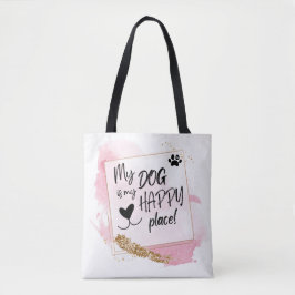 Personalisierter Hund Lover Happy Place Pink & Gol