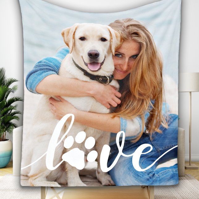 Personalisierter Hund Lover Liebe Foto drucken Fleecedecke (Von Creator hochgeladen)