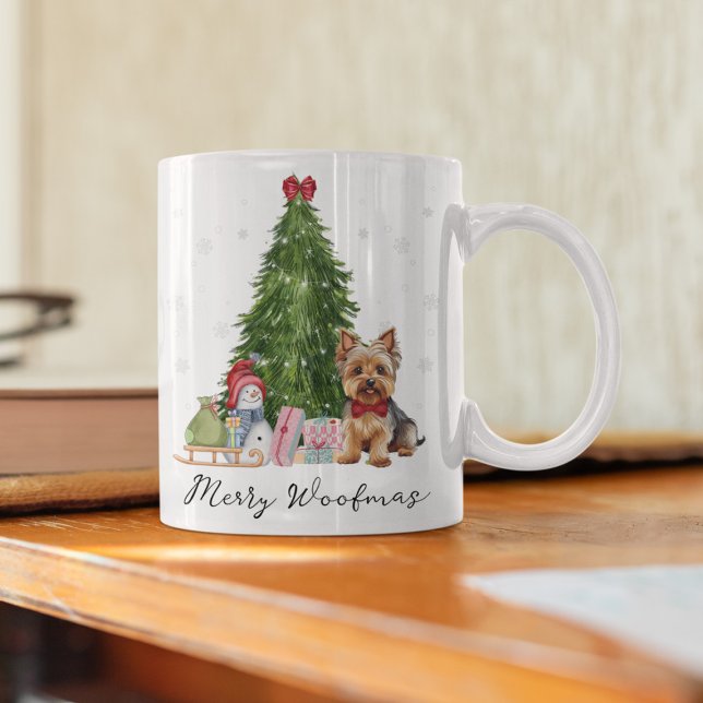 Personalisierter Hund Lover Tasse - Perfektes Urla (Yorkie Christmas Mug, Merry Woofmas Mug, Personalized Yorkshire Terrier Mug, Cute Dog Lover Holiday )