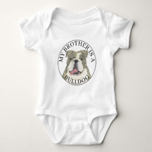Personalisierter Hund mit weißem englischem Bulldo Baby Strampler