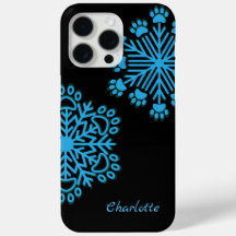 Personalisierter Hund Paw Snowflake Blue & Black