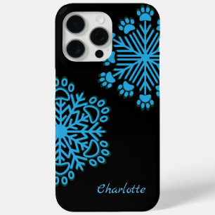 Personalisierter Hund Paw Snowflake Blue & Black Case-Mate iPhone Hülle