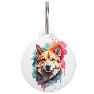 Personalisierter Hund Spritzer Art Portrait Ink Sp Haustiermarke