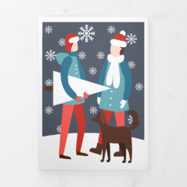 Personalisierter Hund und Baum von Weihnachtsschwu Dreifach Gefaltete Urlaubskarte