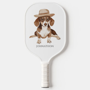 Personalisierter Hund Wasserfarbe Pickleball Schläger