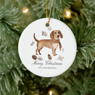 Personalisierter Hund Wasserfarben Weihnachten Keramik Ornament