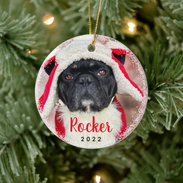 Personalisierter Hund Welpenurlaub Keramik Ornament (Baum)