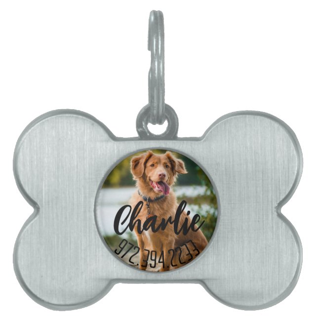 Personalisierter Hunde Name & Telefonnummer Tiermarke (Vorderseite)