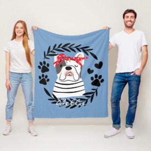 Personalisierter Hunde-Name Weiblicher Bulldogge Fleecedecke