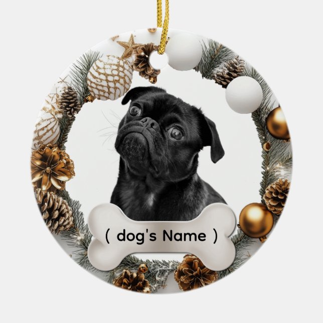 Personalisierter Hunde-Weihnachtsschmuck Keramik Ornament (Vorne)