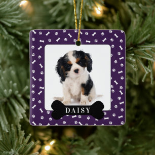 Personalisierter Hundeblock & Pawprint Foto Hausti Keramikornament