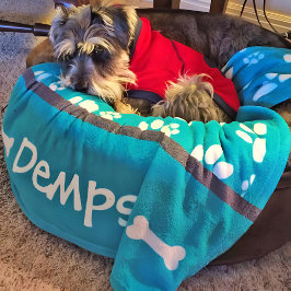 Personalisierter Hundeflocken Name und Knochen Fleecedecke