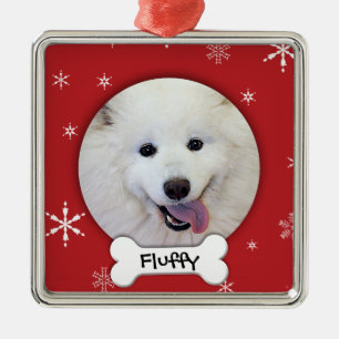 Personalisierter HundeFoto-Feiertag Silbernes Ornament