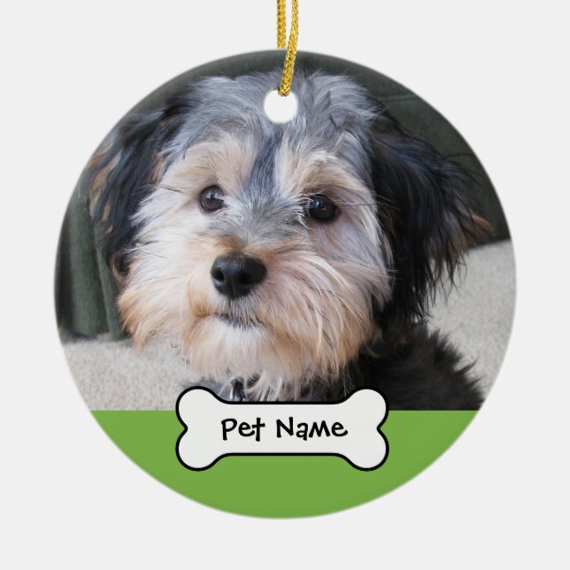 Personalisierter HundeFoto-Rahmen - EINSEITIG Keramik Ornament (Vorne)