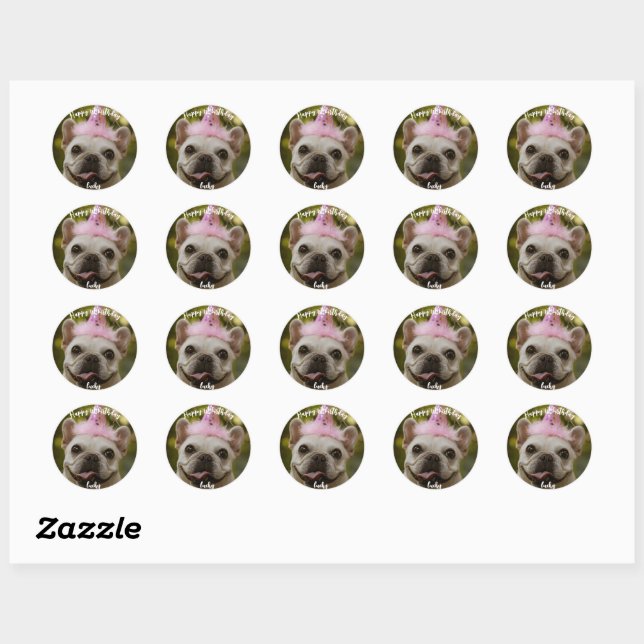 Personalisierter Hundegeburt Runder Aufkleber (Blatt)