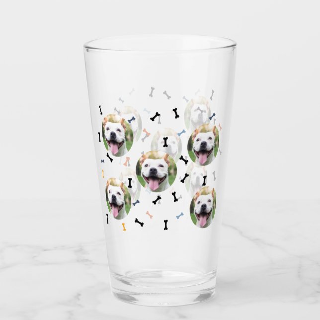 Personalisierter Hundehund Foto Collage Glass Cup Glas (Vorderseite)