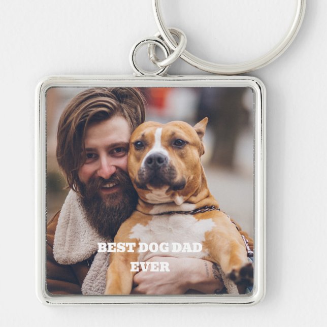 Personalisierter Hundehund-Foto der beste Papa übe Schlüsselanhänger (Vorne)