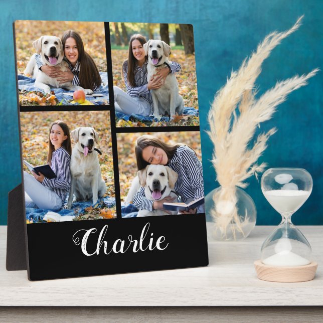 Personalisierter Hundehund-FotoCollage Fotoplatte (Seite)