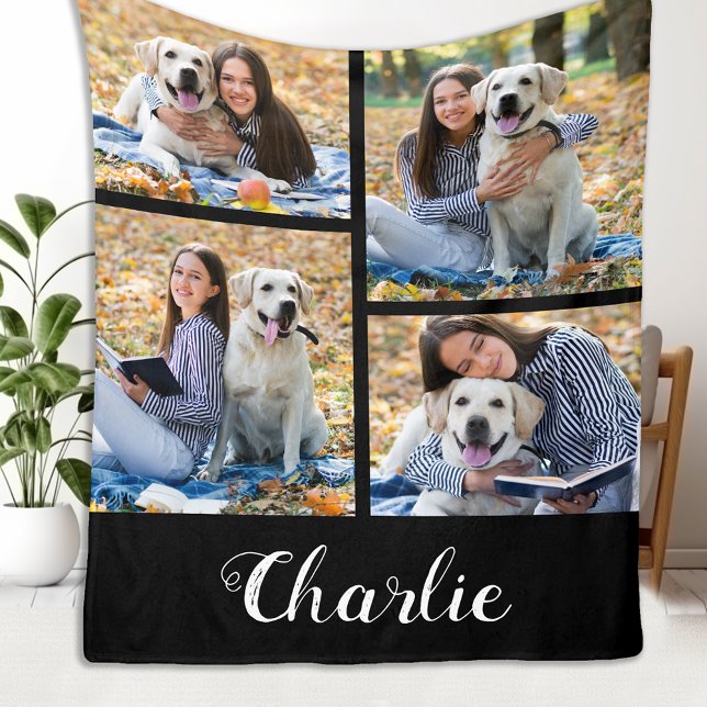 Personalisierter Hundehund Fotolollage Fleece Blan (Von Creator hochgeladen)