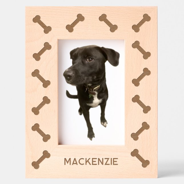 Personalisierter Hundename Fun Knochen Geätzte Rahmen (Fun personalized dog name bones pattern etched photo frame for dog lovers)