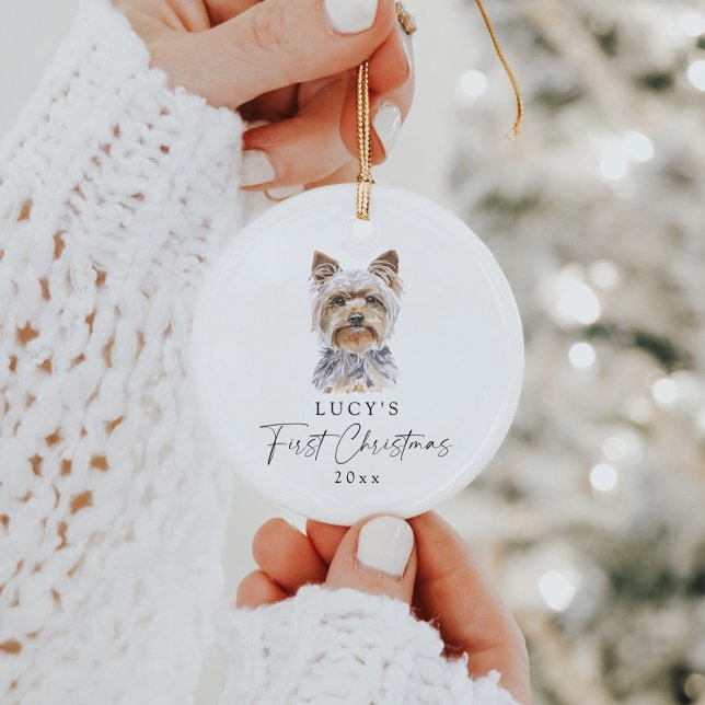 Personalisierter Hundename Yorkie Mein erstes Weih Keramik Ornament (Von Creator hochgeladen)