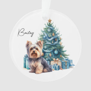 Personalisierter Hundename Yorkie mit Weihnachtsba Ornament