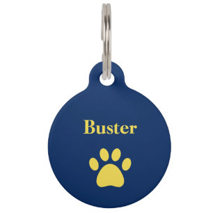 Personalisierter Hundepaw Print Blue Yellow Haustiermarke