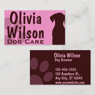 Personalisierter Hundeschneider Pink Burgunder Pfo Visitenkarte