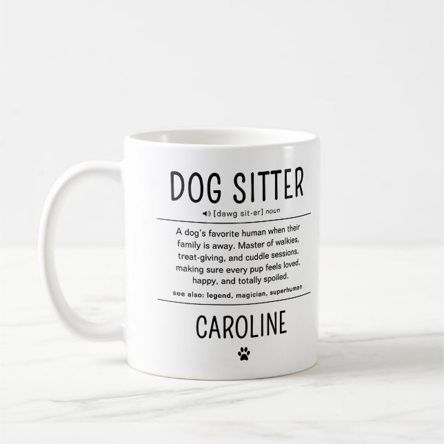 Personalisierter Hundesitter Haustiersitter Lustig Kaffeetasse (Links)