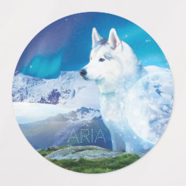 Personalisierter Husky-Hund Etiketten