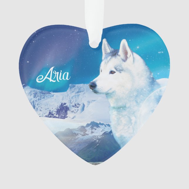 Personalisierter Husky-Hund Ornament (Vorderseite)