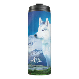 Personalisierter Husky-Hund Thermosbecher