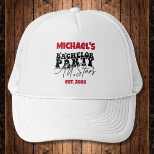 Personalisierter Hut Bachelor Party All Stars Truckerkappe