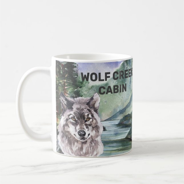 Personalisierter Hüttenwaldwolfwald Kaffeetasse (Links)