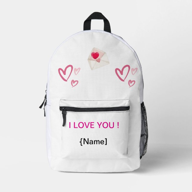 Personalisierter "I Liebe You"-Rucksack mit Herz - Bedruckter Rucksack (Vorderseite)