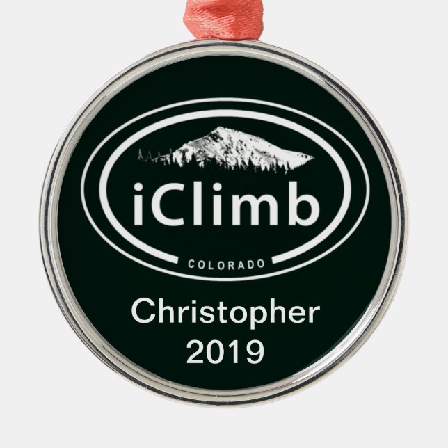 Personalisierter iClimb Colorado Rocky Mountain Silbernes Ornament (Vorne)