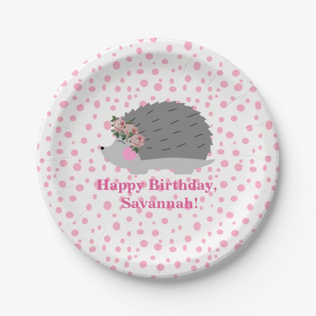 Personalisierter Igel Birthday Paperplate Pappteller (Vorderseite)