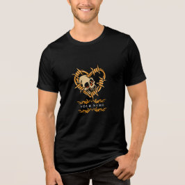 Personalisierter "Ihr Name" Skull in Barbed Wire H Tri-Blend Shirt