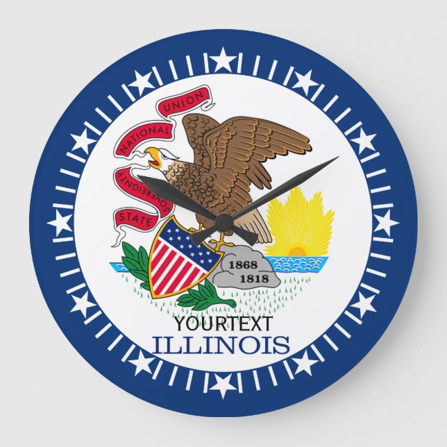 Personalisierter Illinois-Staats-Flaggen-Entwurf Große Wanduhr (Vorderseite)