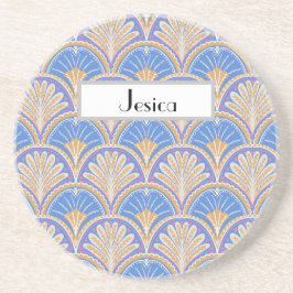 Personalisierter Indigo-Scallop-Petal-Sandstein-Ge Getränkeuntersetzer