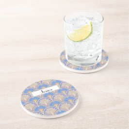 Personalisierter Indigo-Scallop-Petal-Sandstein-Ge Getränkeuntersetzer