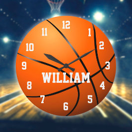 Personalisierter Individuelle Name Basketball Groß Große Wanduhr